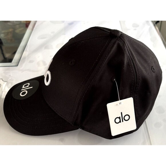 ALO Yoga Embroidered Off Duty Black White Adjustable Baseball Cap Hat NWT - Picture 3 of 9